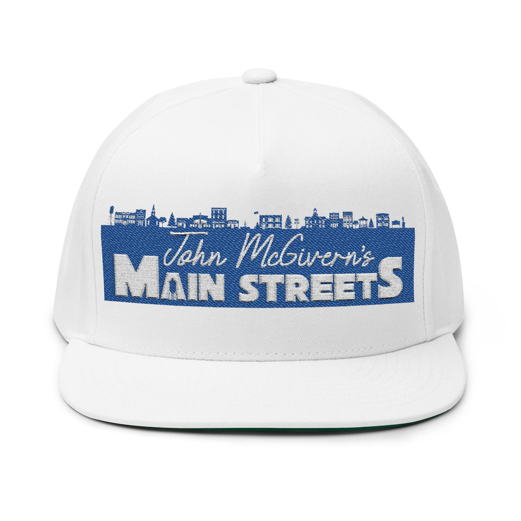 John McGovern's Main Streets Flat Bill Cap — Embroidered Urban Skyline Snapback