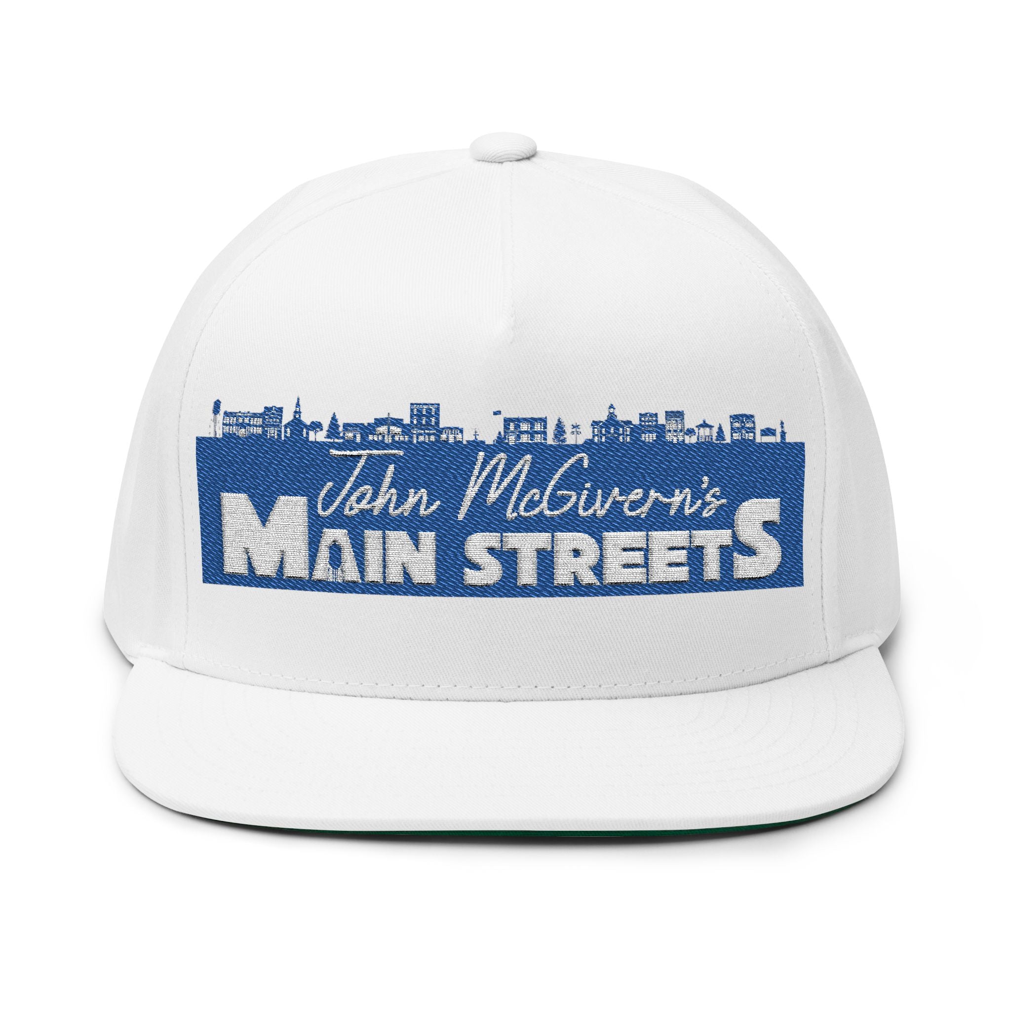 John McGovern's Main Streets Flat Bill Cap — Embroidered Urban Skyline Snapback