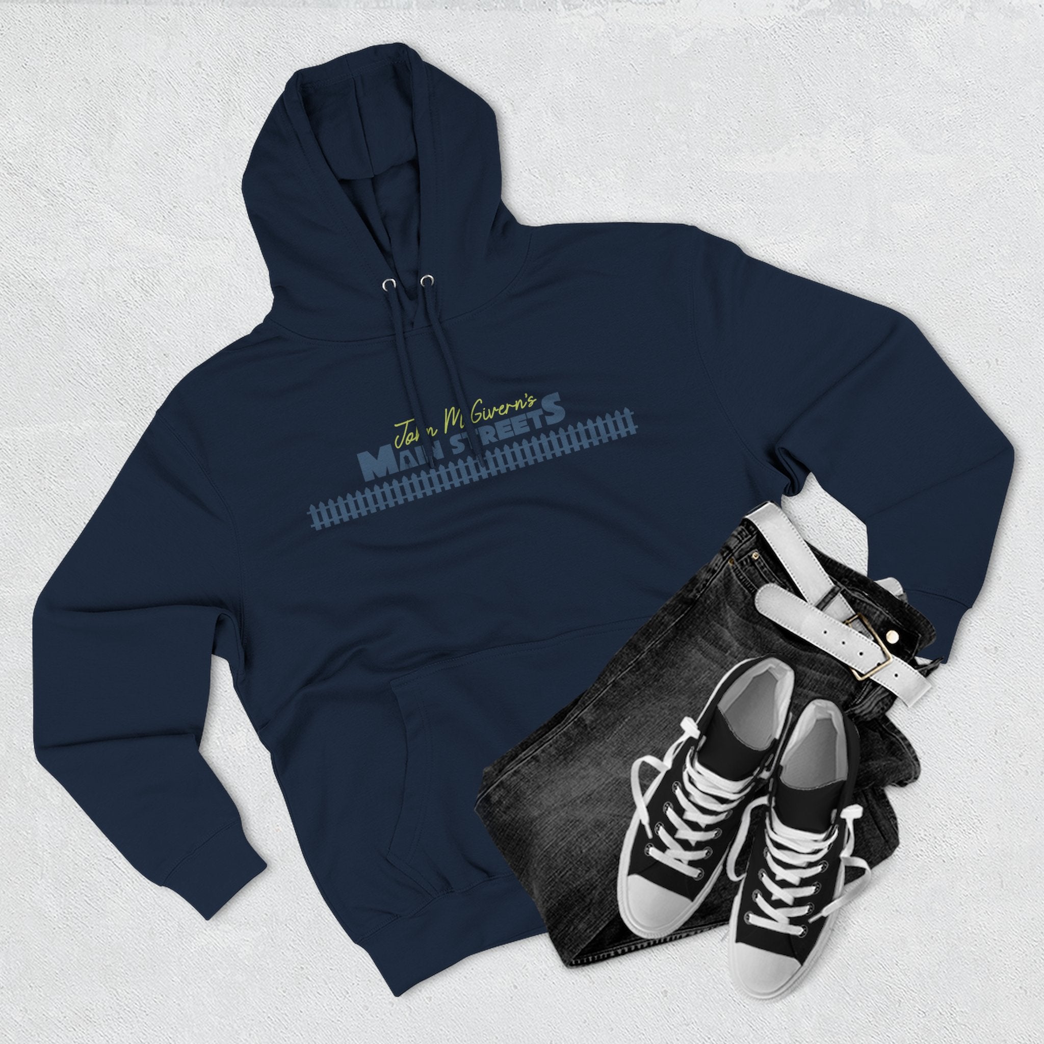 Logo & Fence Three-Panel Fleece Hoodie