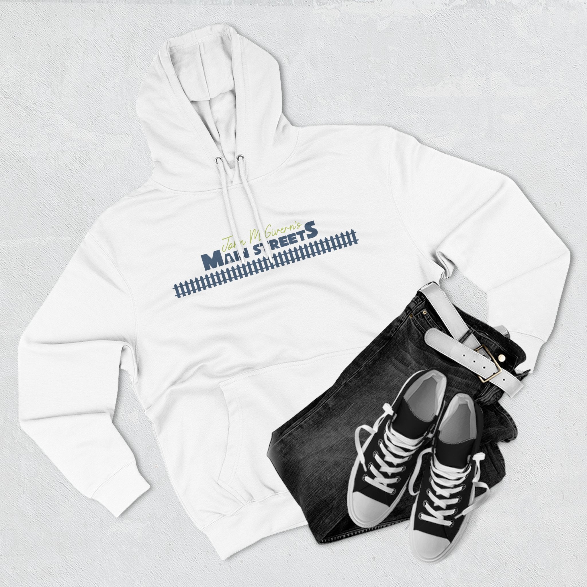 Logo & Fence Three-Panel Fleece Hoodie