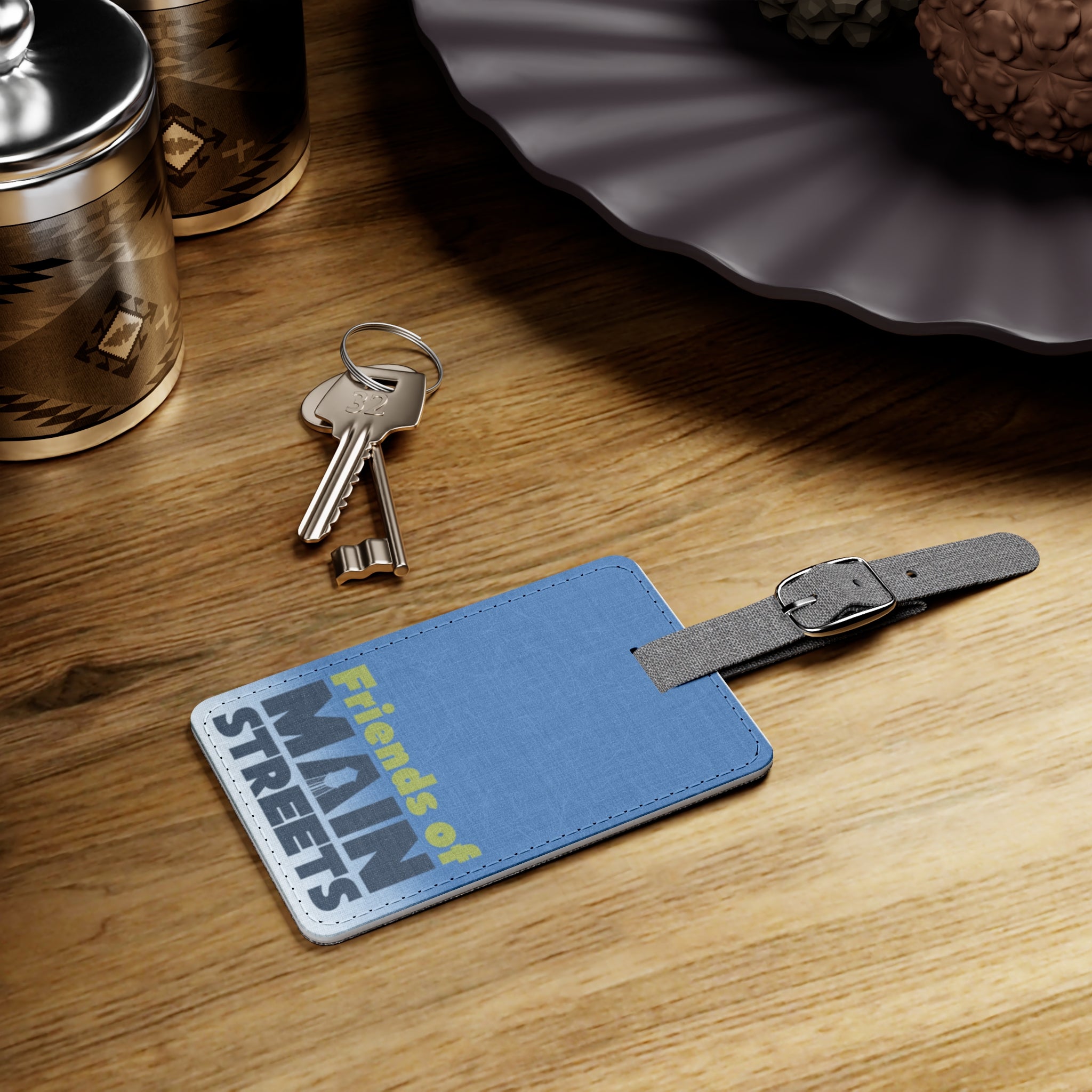 Friends of Main Streets Blue Rectangle Luggage Tag