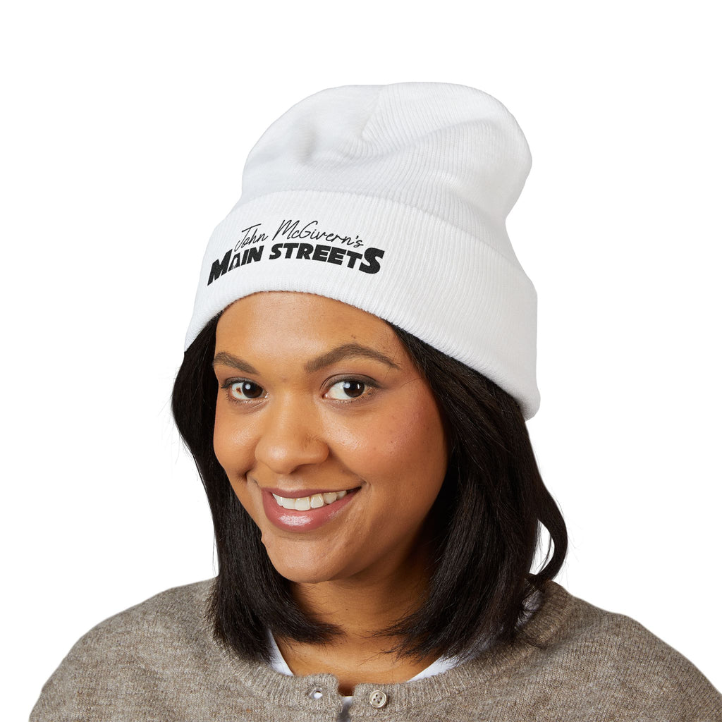 Embroidered 'Main Street' Cuffed Beanie — Classic Knit Hat