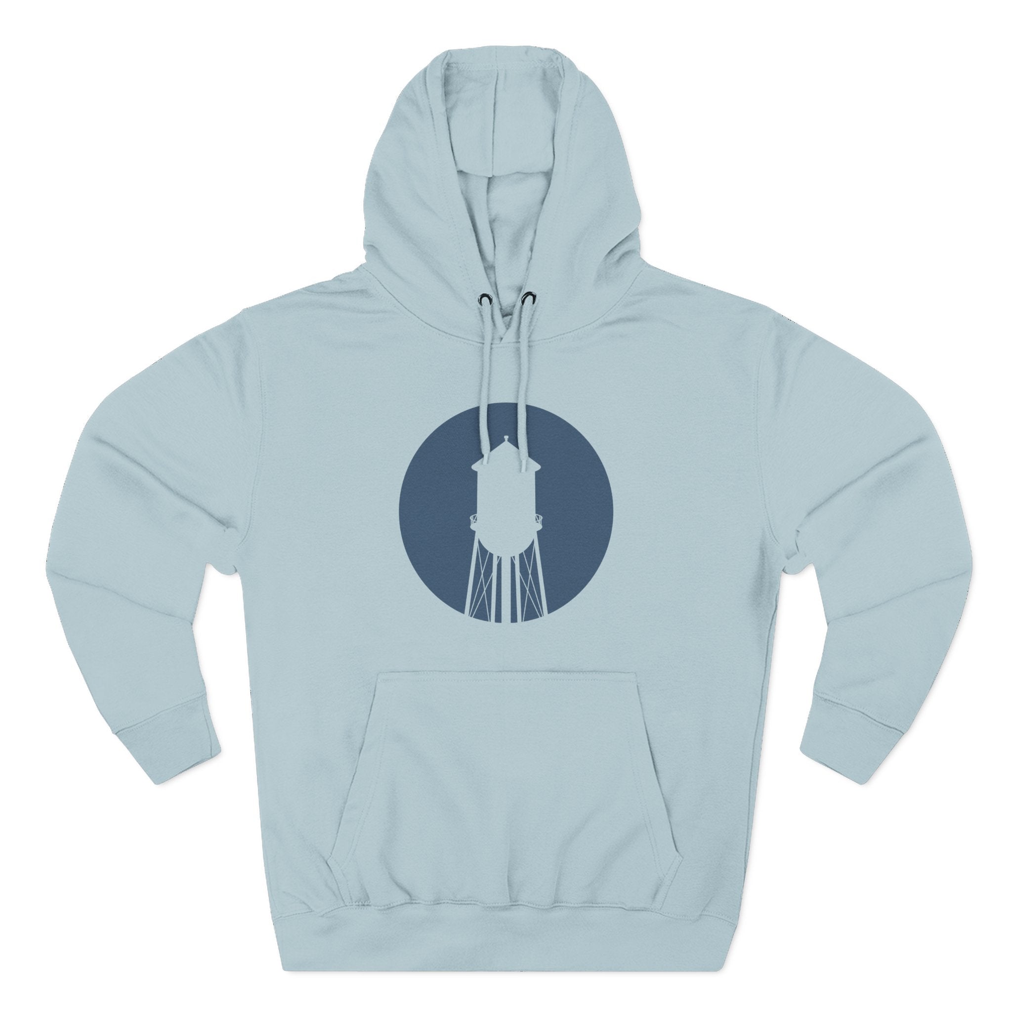 Water Tower Circle Hoodie — Minimalist Vintage Town Logo