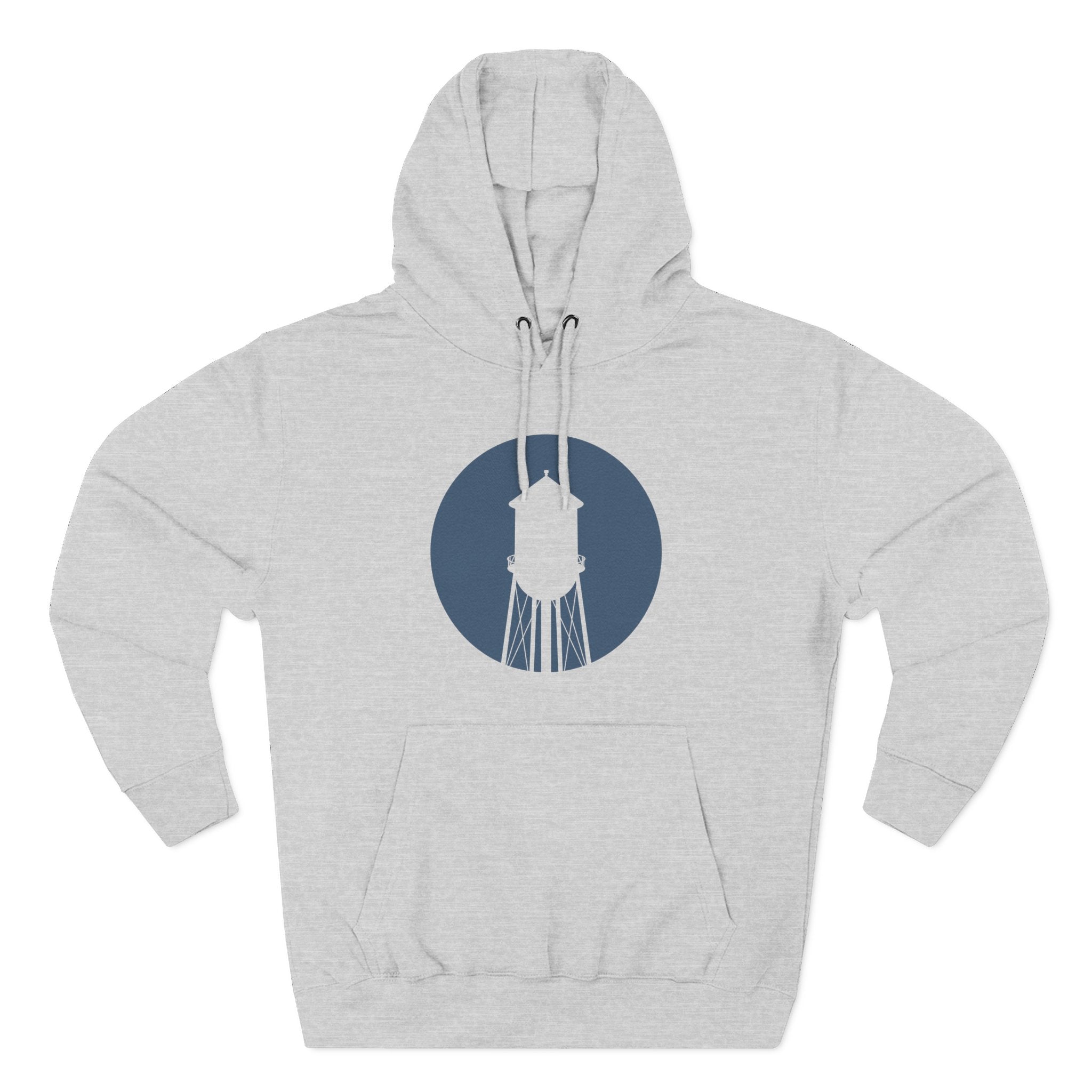 Water Tower Circle Hoodie — Minimalist Vintage Town Logo