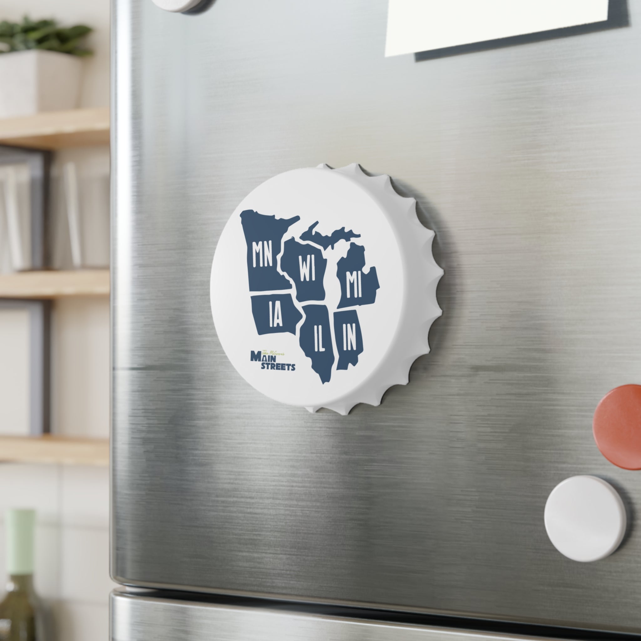 Midwest States Bottle Opener – MN WI MI IA IL IN Map Design