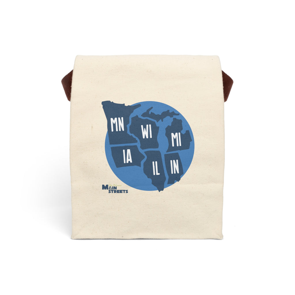 Canvas Lunch Bag — Midwest States Map Design (MN WI MI IA IL IN)