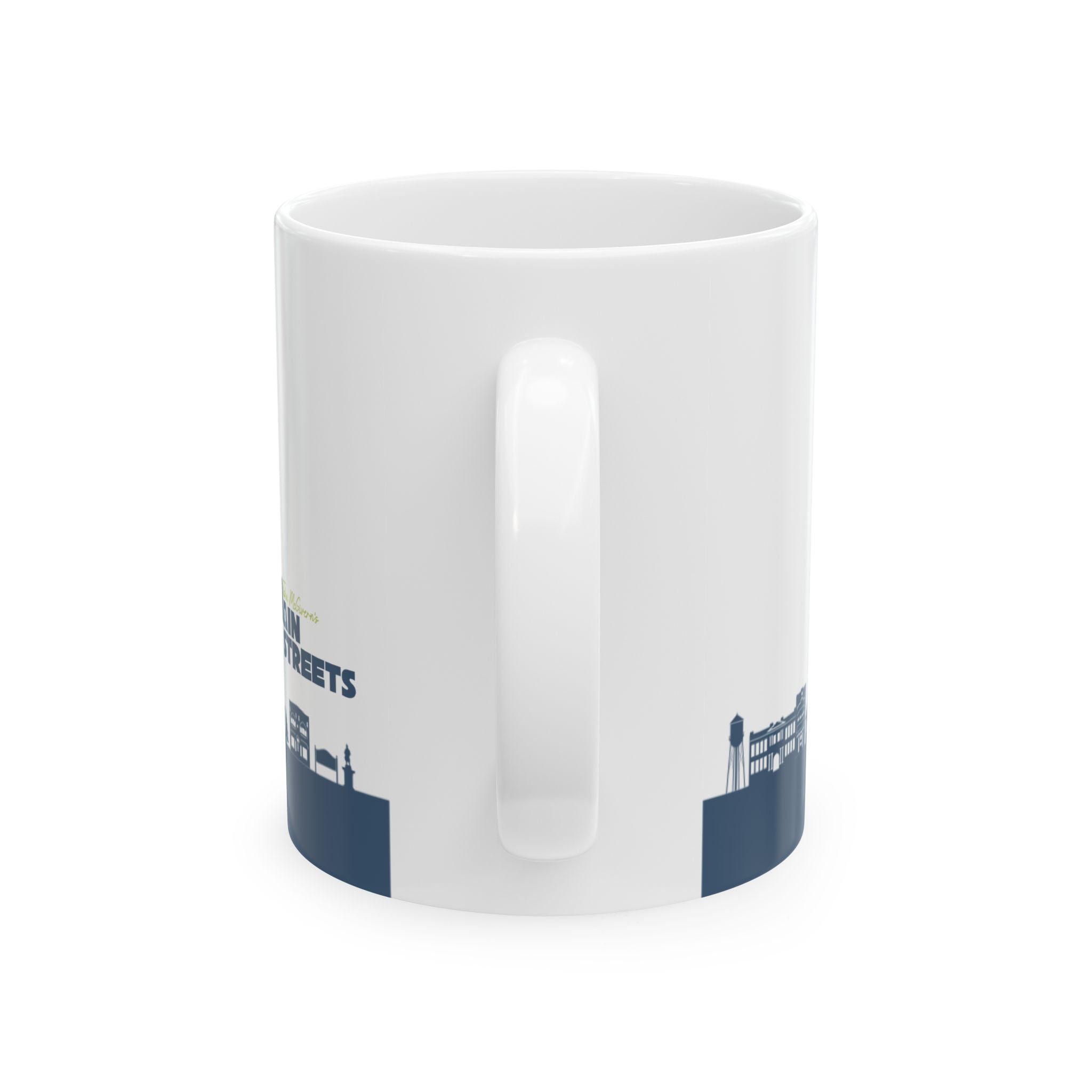 City Skyline Ceramic Mug — Blue Urban Nightscape Coffee Cup (11oz, 15oz)