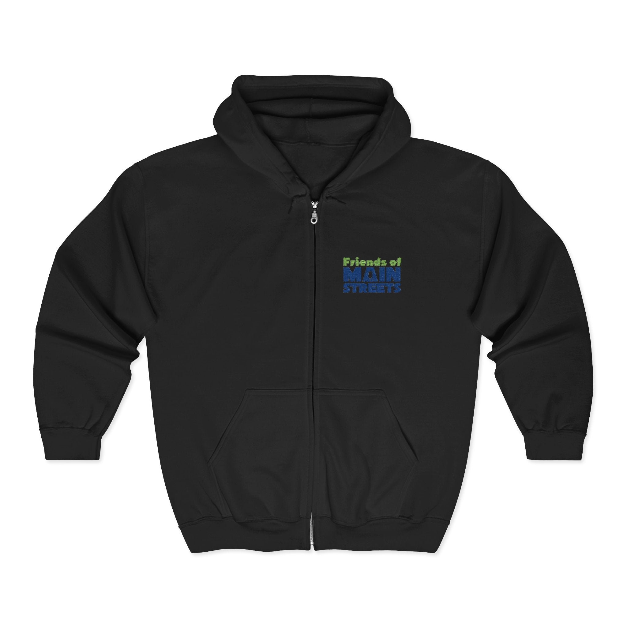 Friends Of Main Streets Full-Zip Black Hoodie