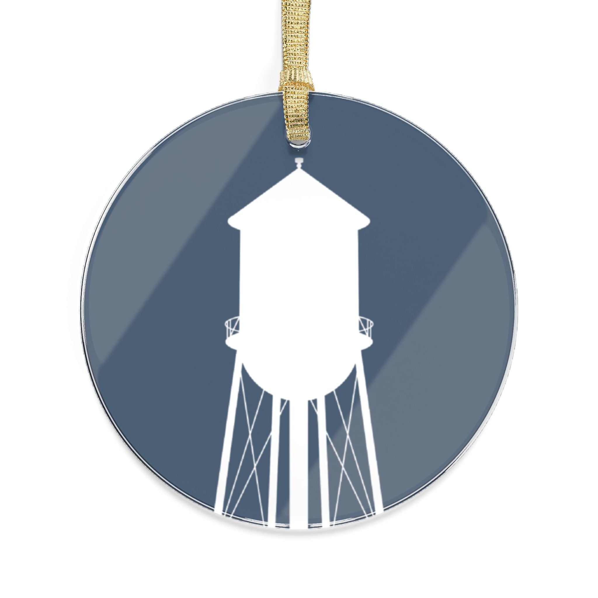 Water Tower Acrylic Ornament — Rustic Town Landmark Holiday Decoration