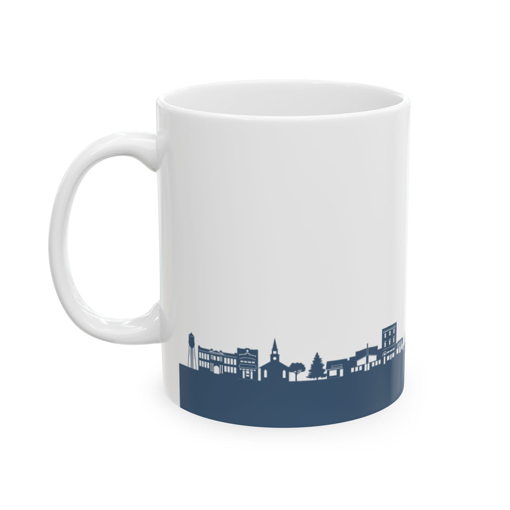 City Skyline Ceramic Mug — Blue Urban Nightscape Coffee Cup (11oz, 15oz)