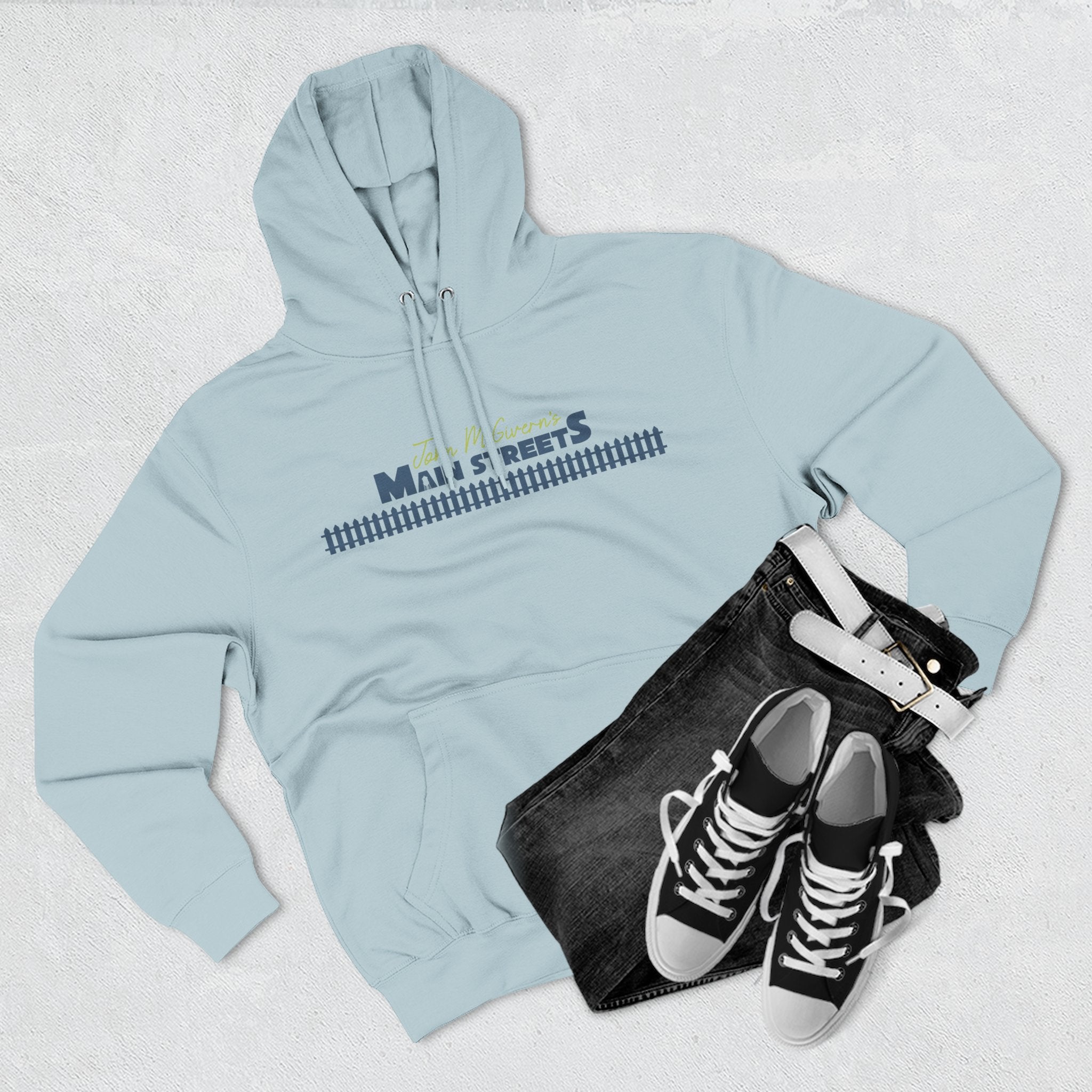 Logo & Fence Three-Panel Fleece Hoodie
