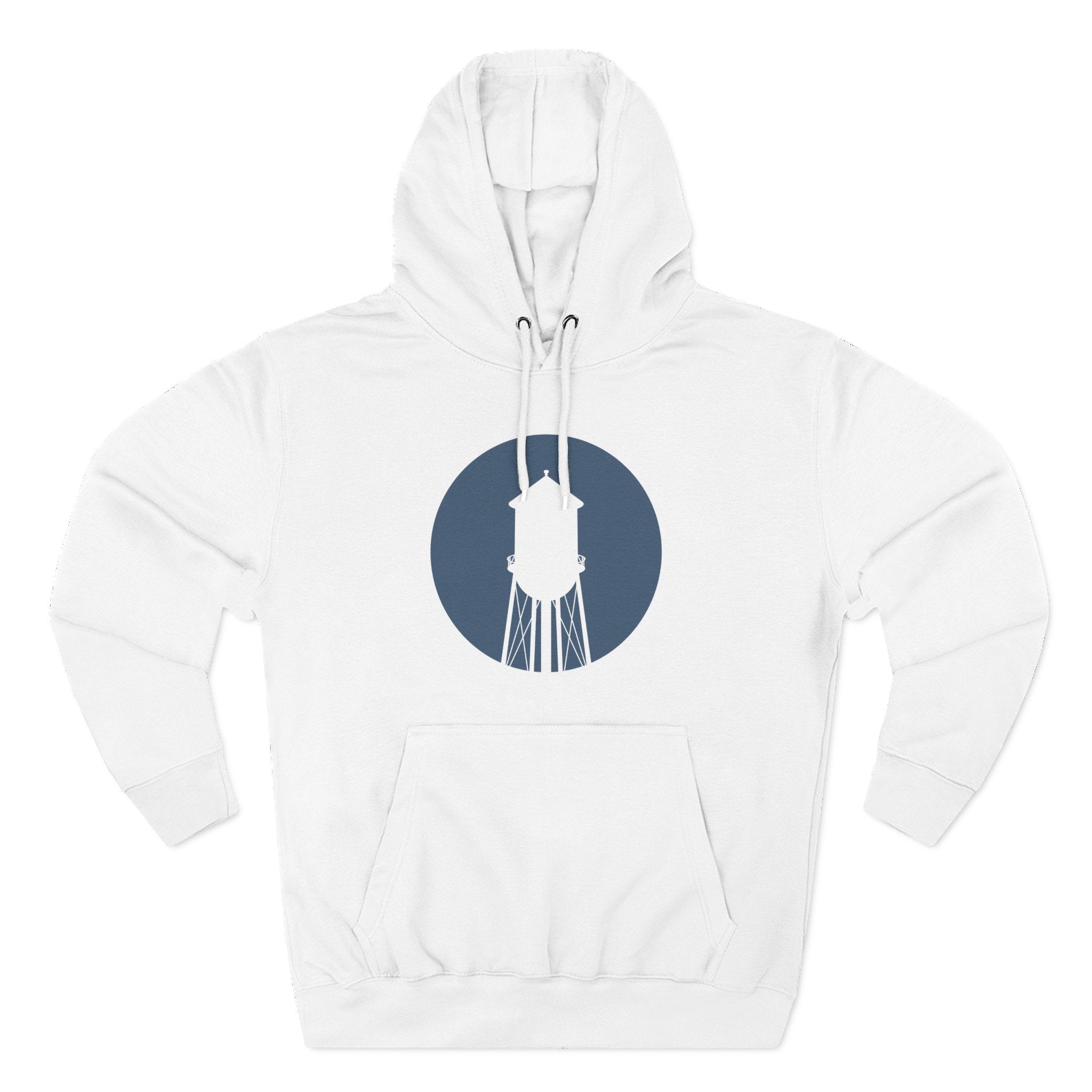 Water Tower Circle Hoodie — Minimalist Vintage Town Logo