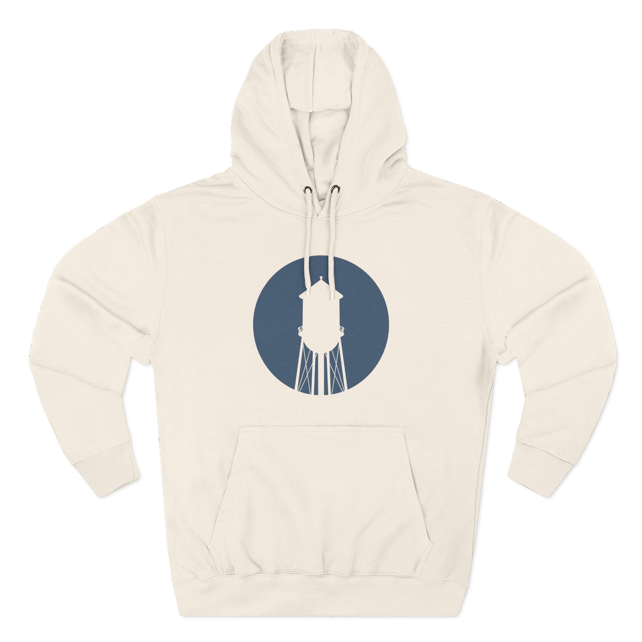Water Tower Circle Hoodie — Minimalist Vintage Town Logo