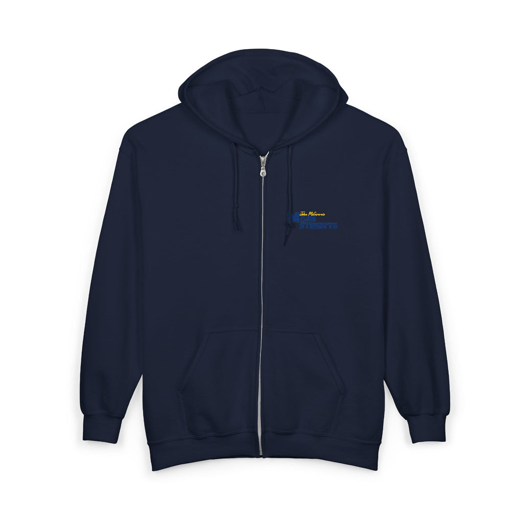Navy Full-Zip Hoodie with Main Streets Logo