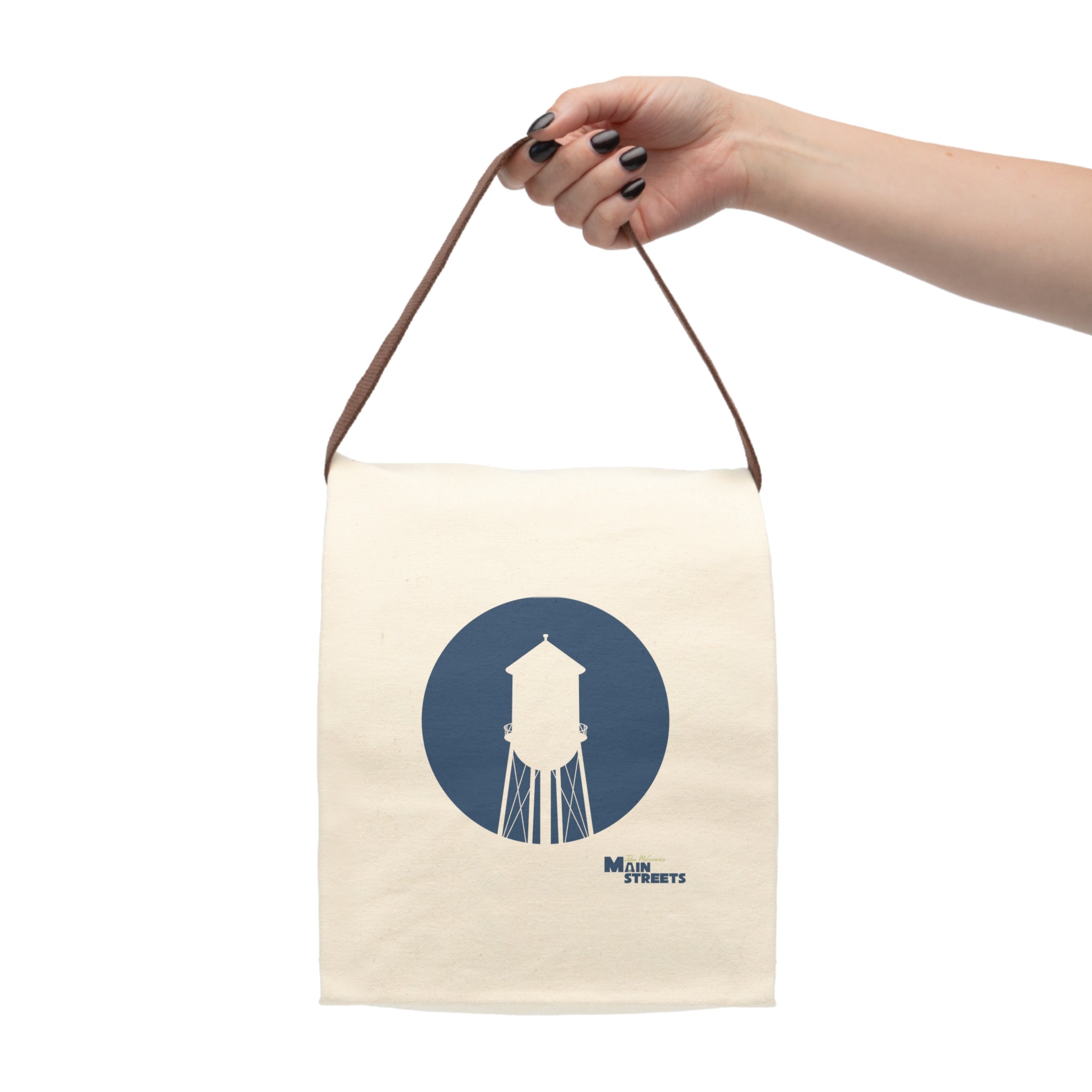 Canvas Lunch Bag — Water Tower Logo Tote with Strap