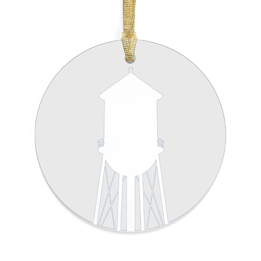 Water Tower Acrylic Ornament — Rustic Town Landmark Holiday Decoration