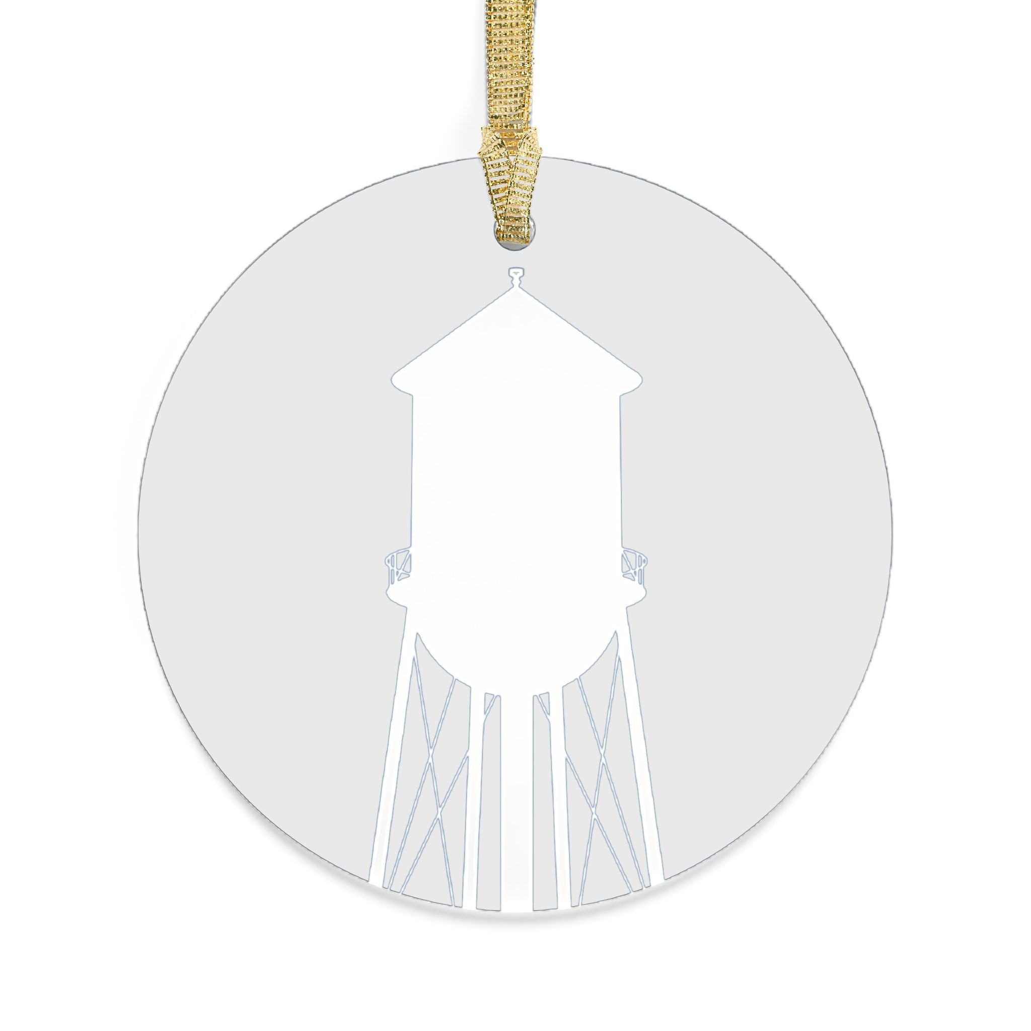 Water Tower Acrylic Ornament — Rustic Town Landmark Holiday Decoration
