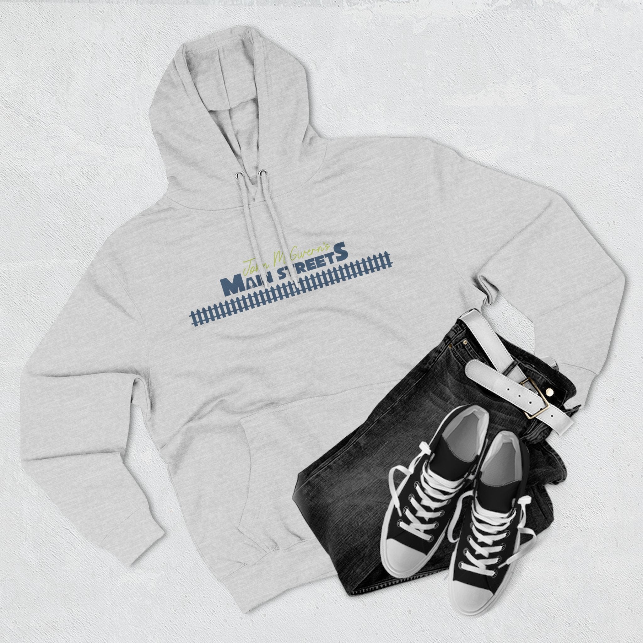 Logo & Fence Three-Panel Fleece Hoodie