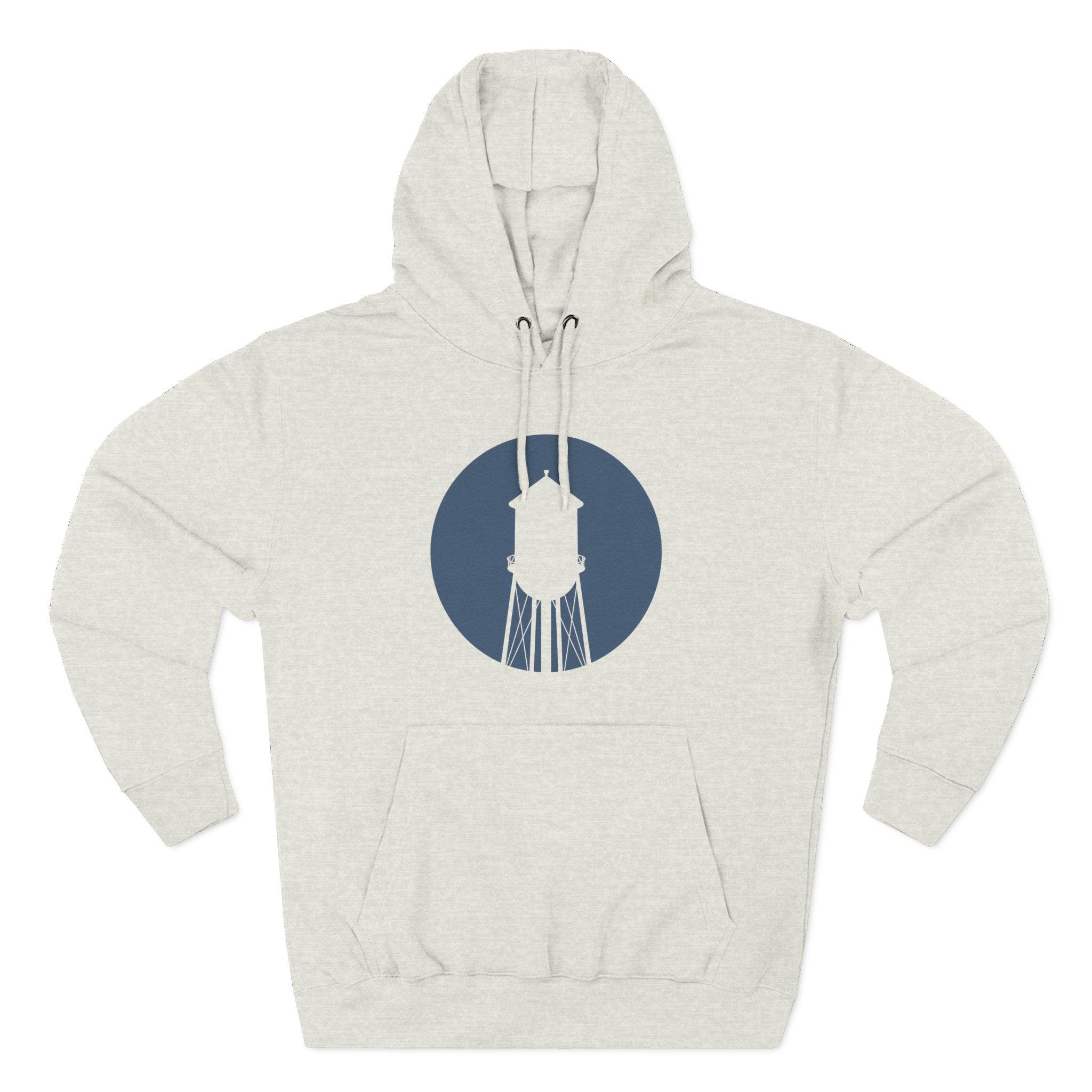 Water Tower Circle Hoodie — Minimalist Vintage Town Logo