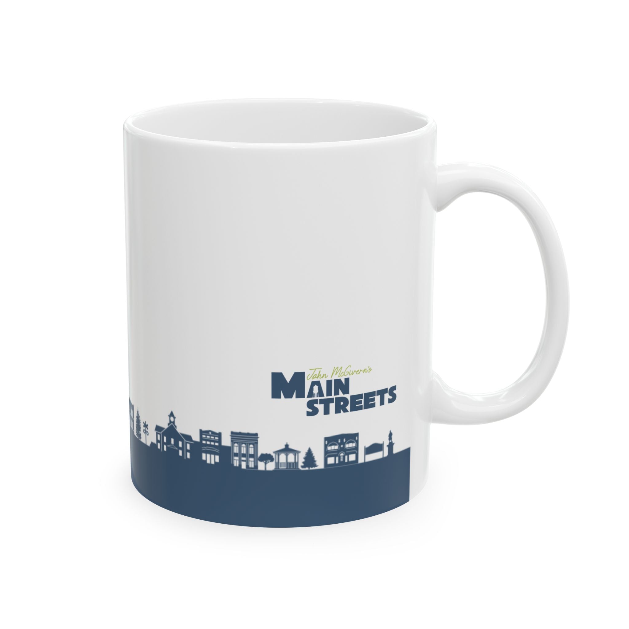 City Skyline Ceramic Mug — Blue Urban Nightscape Coffee Cup (11oz, 15oz)